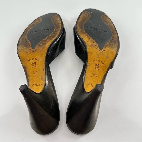 Donald J Pliner couture heel 8 black Italian leather tortoise print vintage 90s - Picture 7 of 13